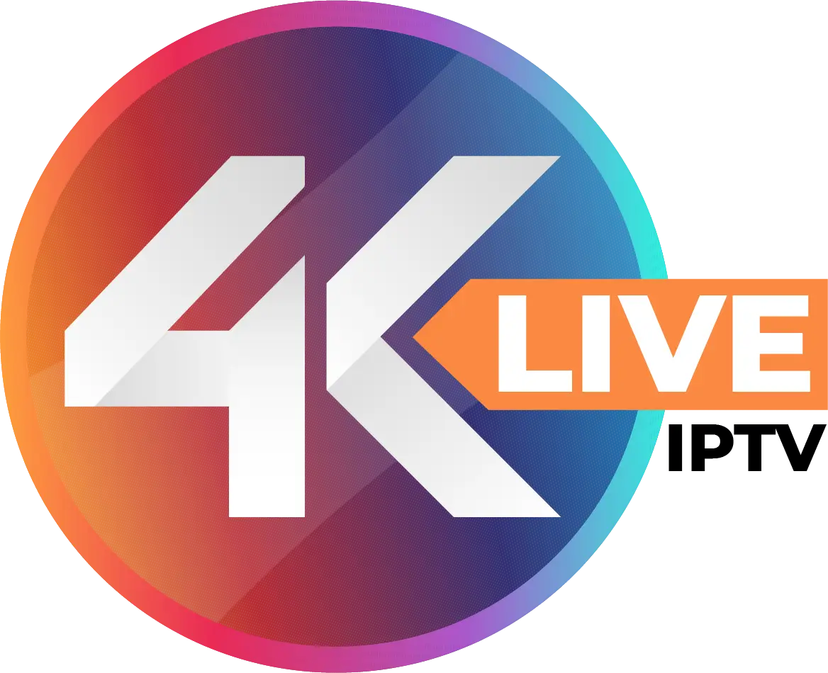 4K Live IPTV black logo displayed on light background for official branding